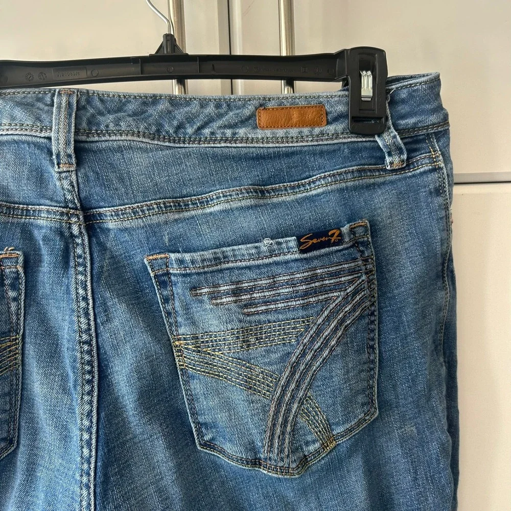 Seven7 Womens Bootcut Jeans Size 16 Medium Wash Stretch Denim Blue Pants